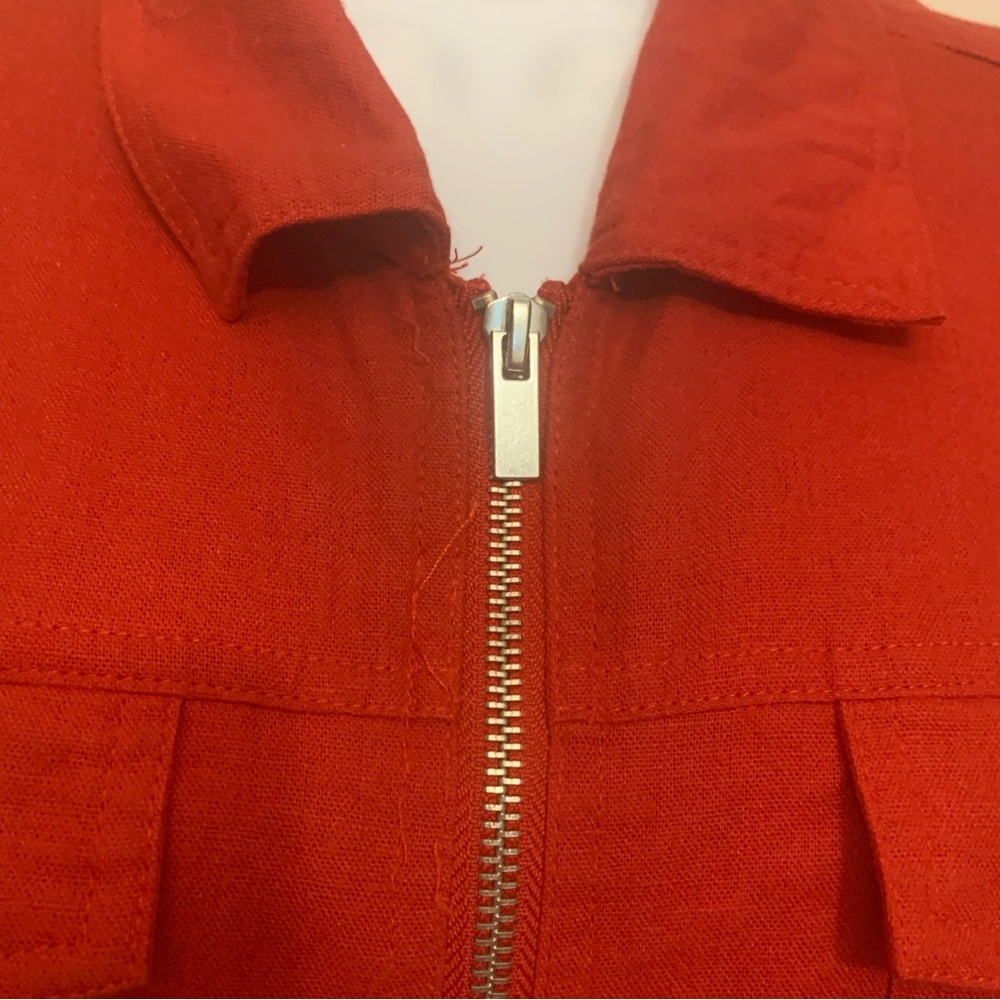 Rachel Zoe Red Zip-Up Linen Casual Utility Style Jacket Sz Large (never worn) - Picture 5 of 14